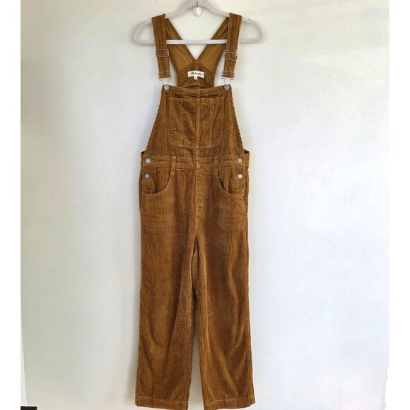 Madewell Straight Leg Corduroy Overalls Women's Medium Golden - Picture 3 of 9
